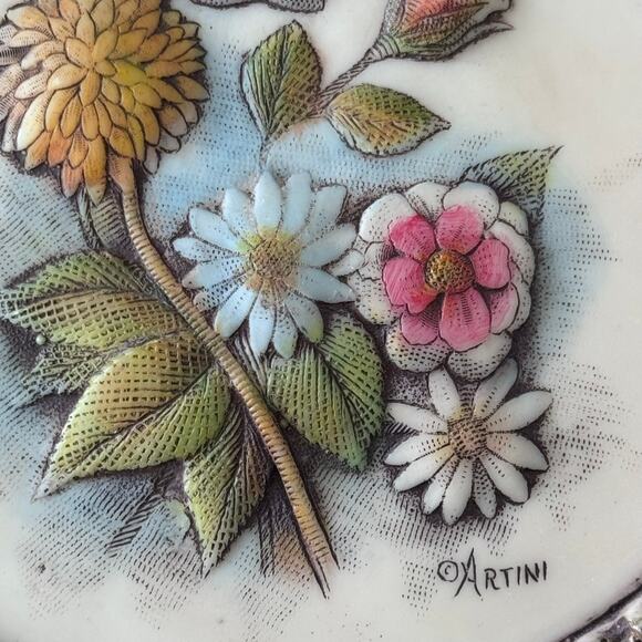 Artini Hand Painted Twin Etched 4D Sculptured Floral Wall Art #10050 Vintage - Picture 4 of 16